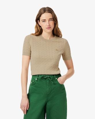 Washed Effect Cable Knit Sweater Product Image
