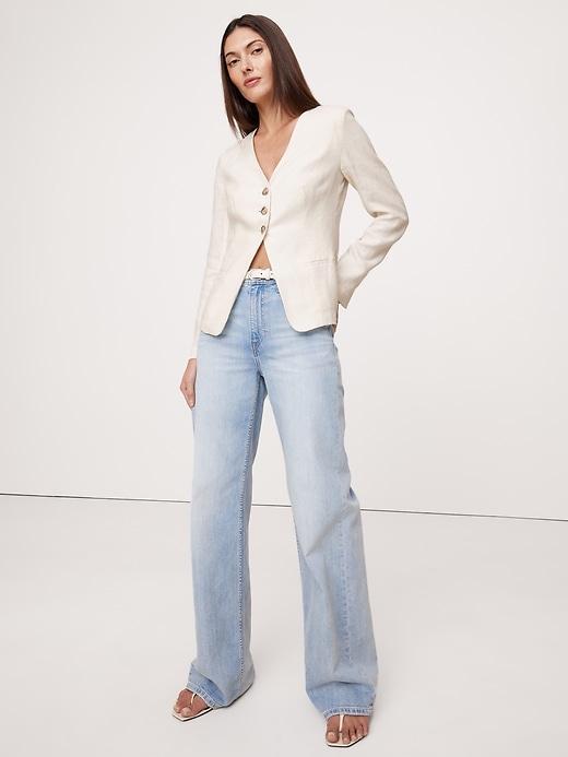 Linen Blazer Top Product Image