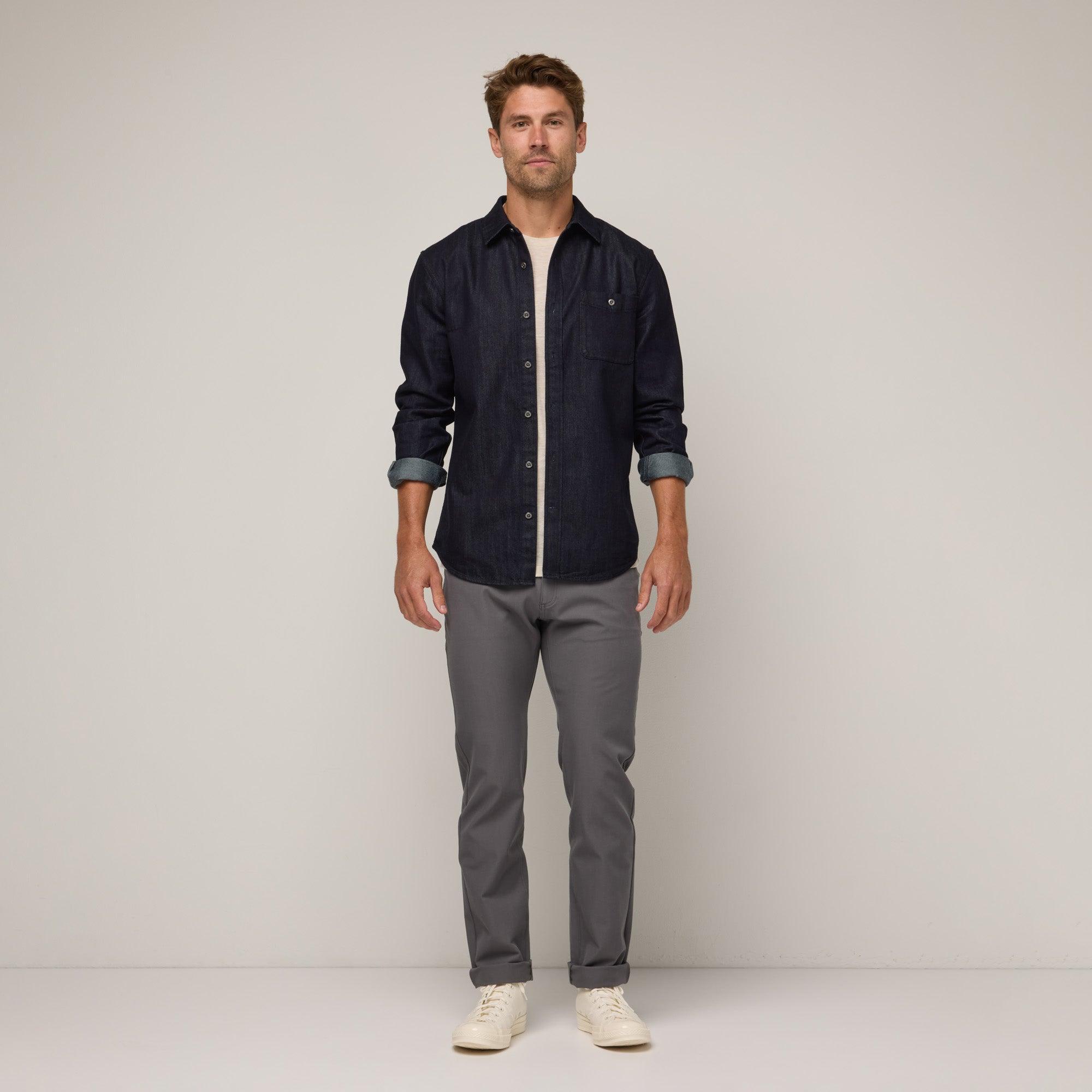 Merino Wool Button-Down Shirt | Dark Indigo Product Image