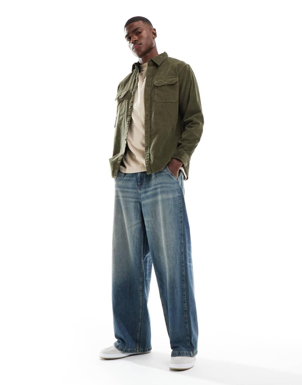 Levi's Jackson Worker cord overshirt relaxed fit in dark green Product Image