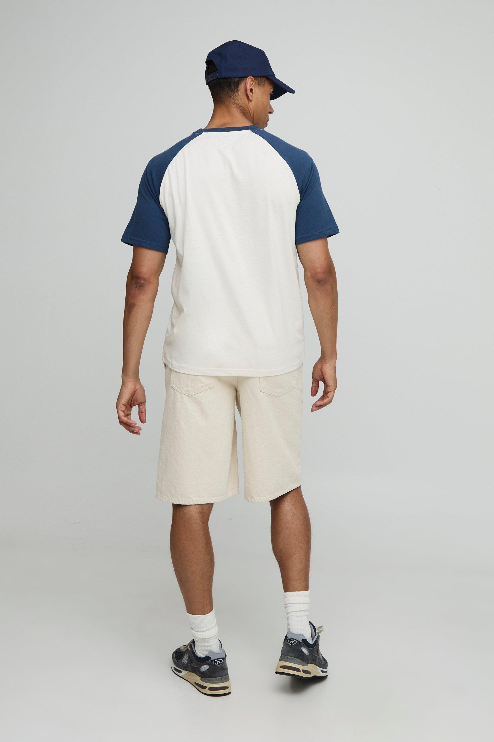 Regular Fit Man Script Embroidered Raglan T-Shirt | boohooMAN USA Product Image