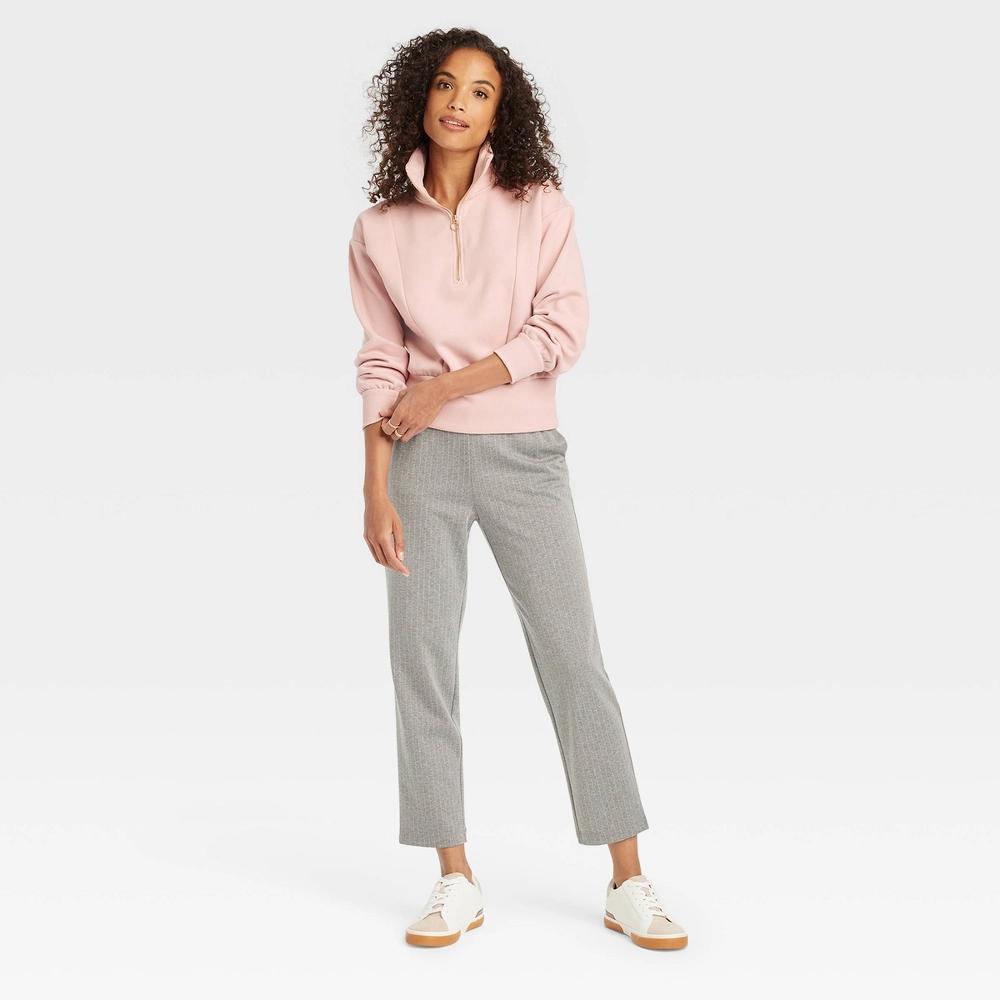 Womens Quarter Zip Sweatshirt - A New Day Light Pink XL Product Image