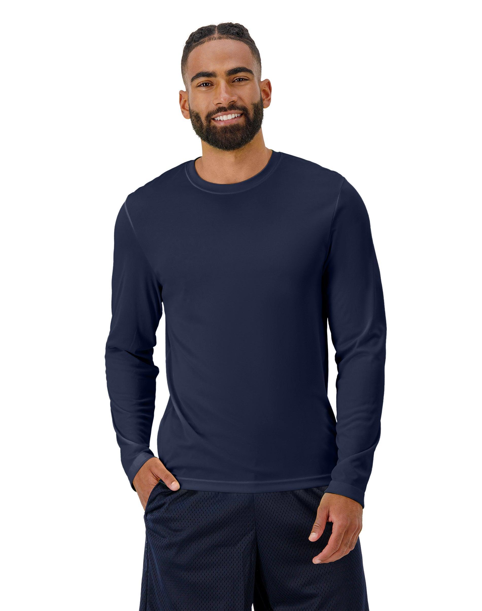 Men's Hanes® CoolDRI Long Sleeve Performance Tee, Size: XL, Blue Product Image