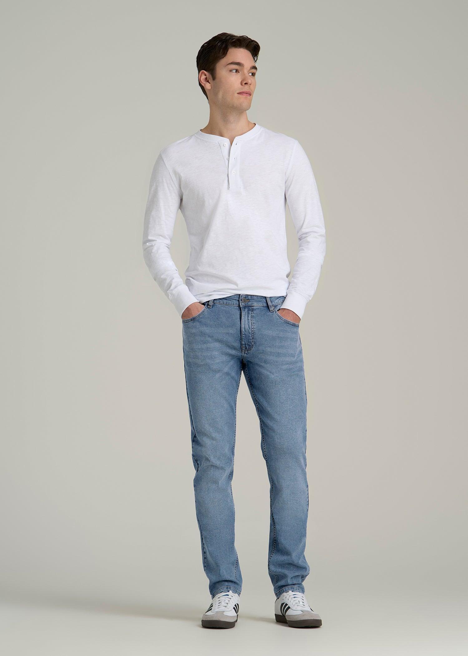 A.T. Basics Men's Carman Tapered fit Jeans for Tall Men in Tufts Blue Product Image