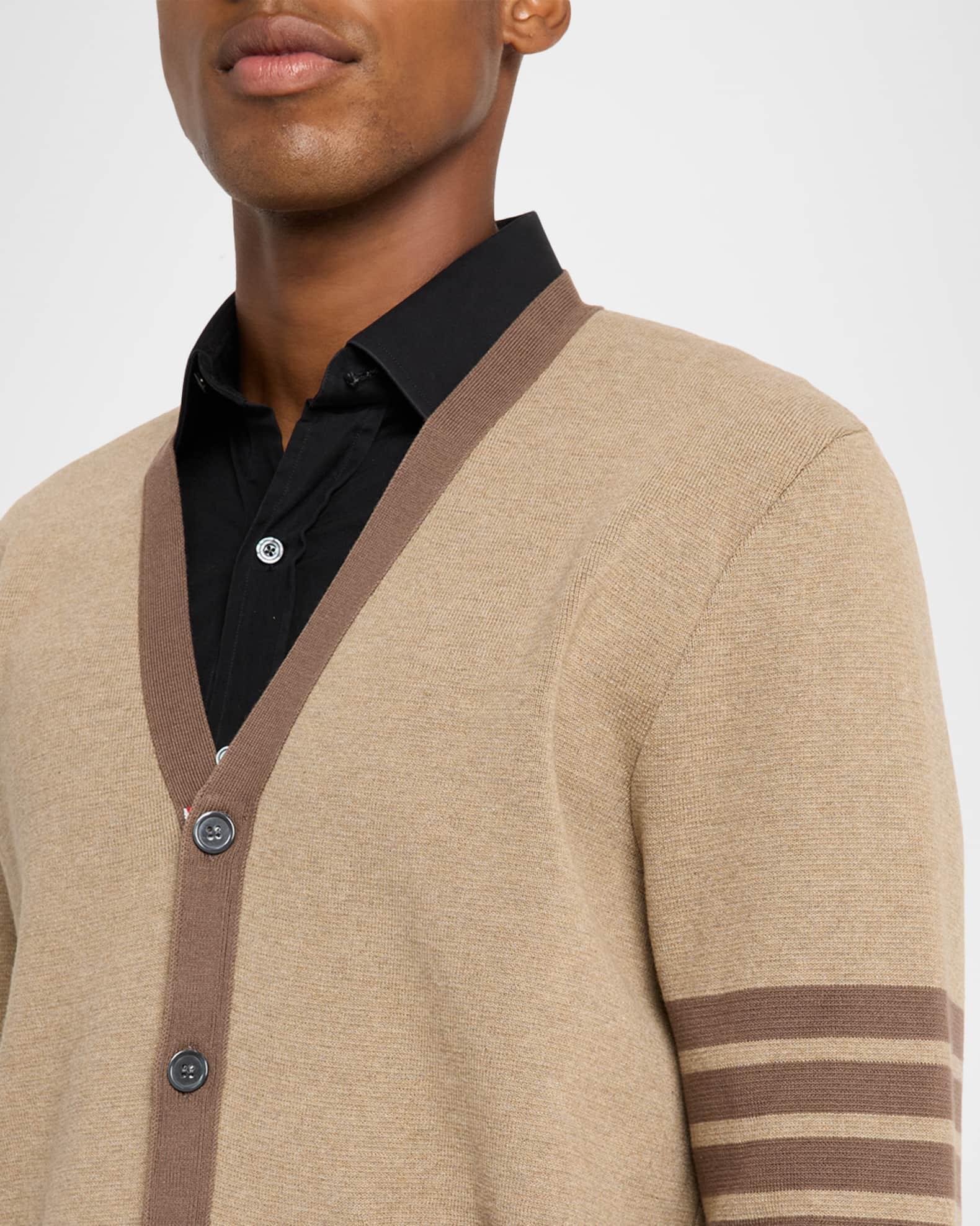 Men's Cotton 4-Bar Stripe Sleeve Cardigan Product Image