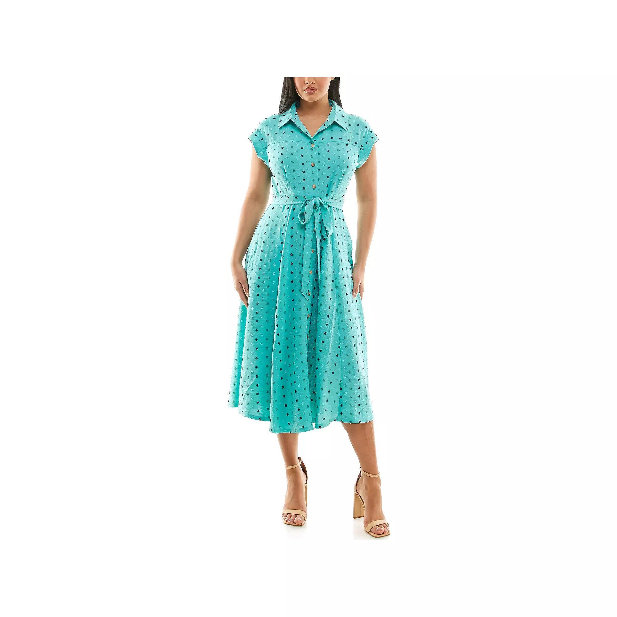 Women's Nina Leonard Collared Button Front Shirt Dress, Size: Small, Camel Team Product Image