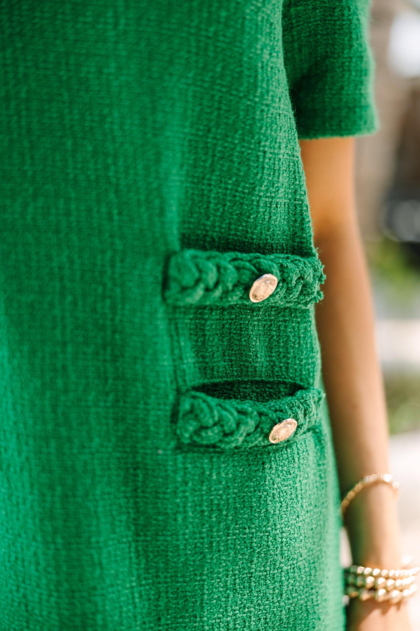 Ask You Out Green Tweed Shift Dress Female Product Image
