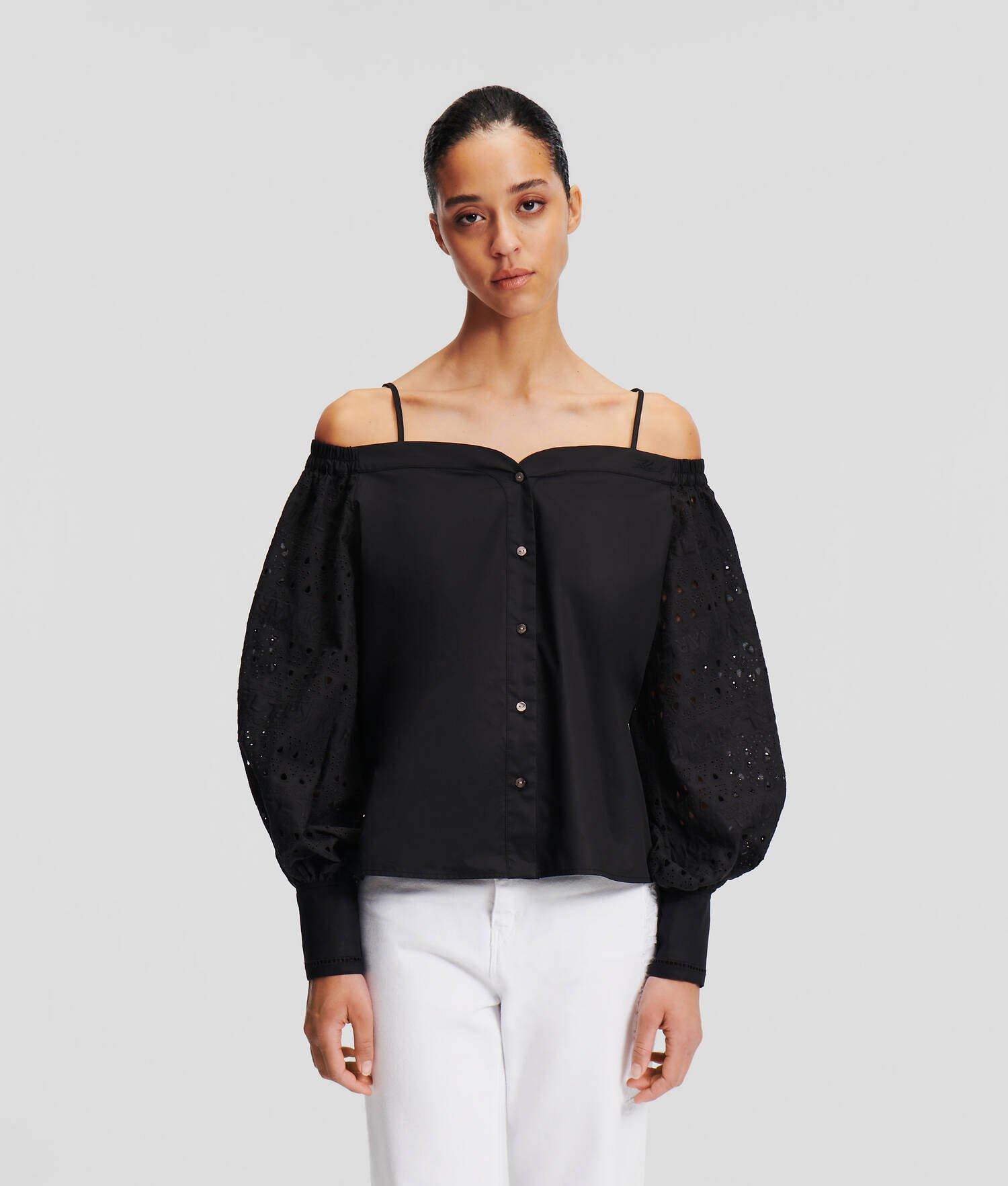 BRODERIE ANGLAISE OFF-SHOULDER SHIRT Product Image
