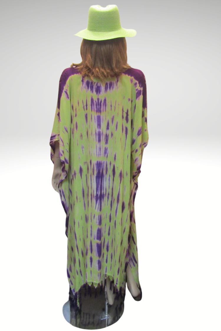 Tie Dye Kaftan - Green/Purple Product Image
