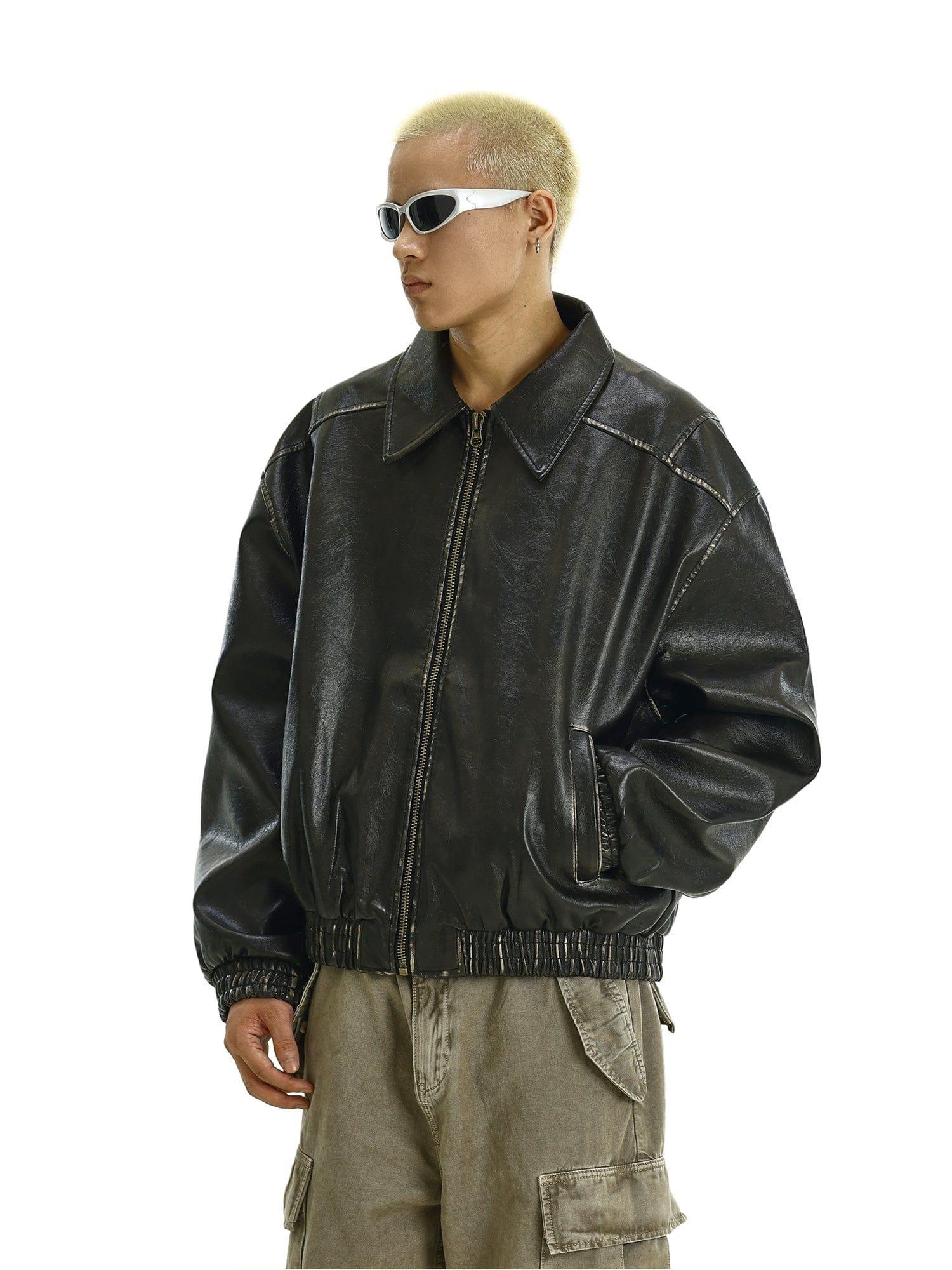 RT No. 11619 BLACK LEATHER ZIP-UP JK Product Image