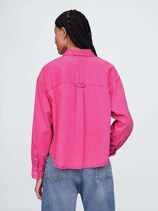UltraSoft Denim Cropped Big Shirt Product Image