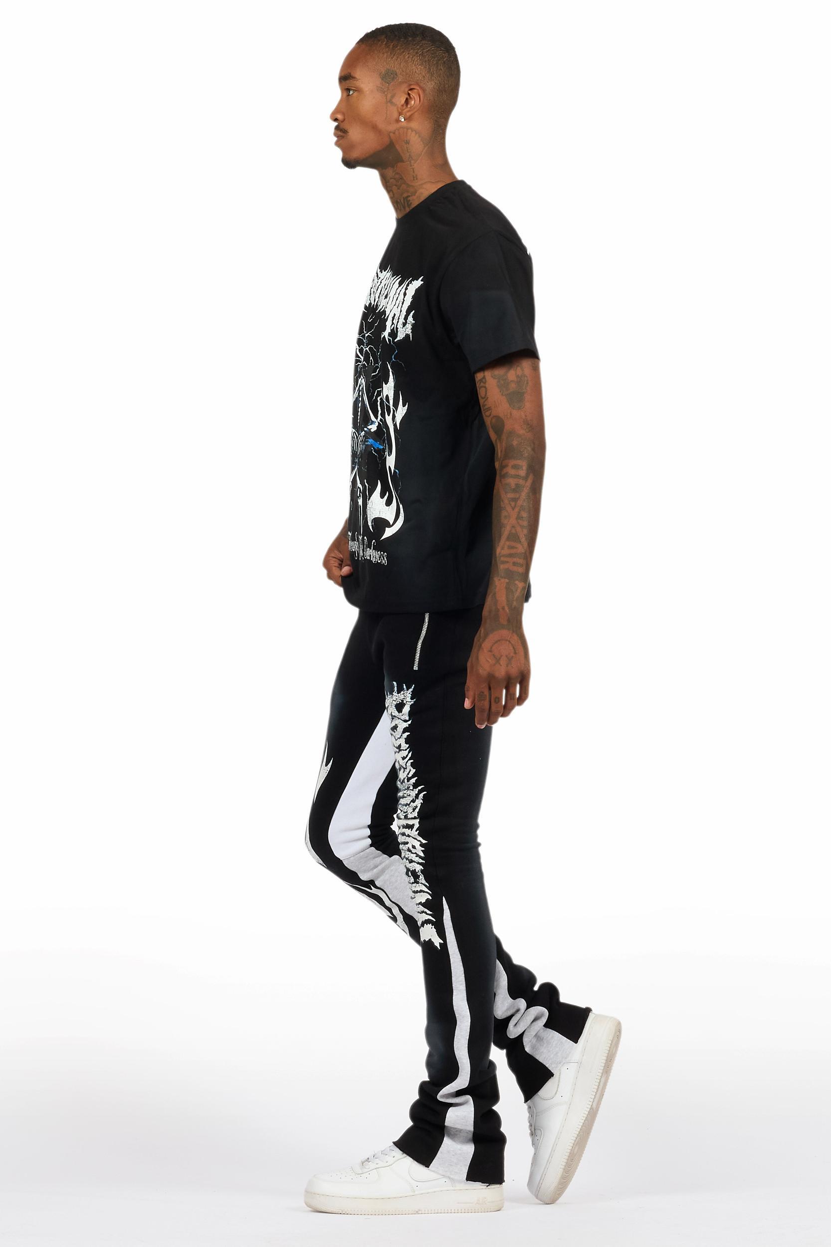 Deathrow Black T-Shirt/Stacked Flare Pant Set Male Product Image