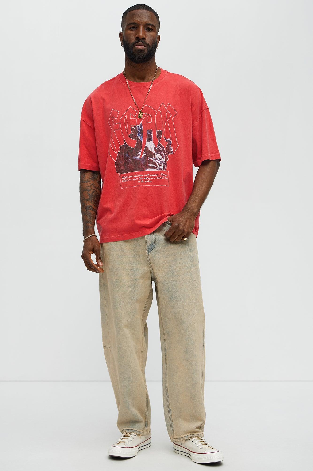 Fear History Oversized Short Sleeve Tee - Red Male Product Image