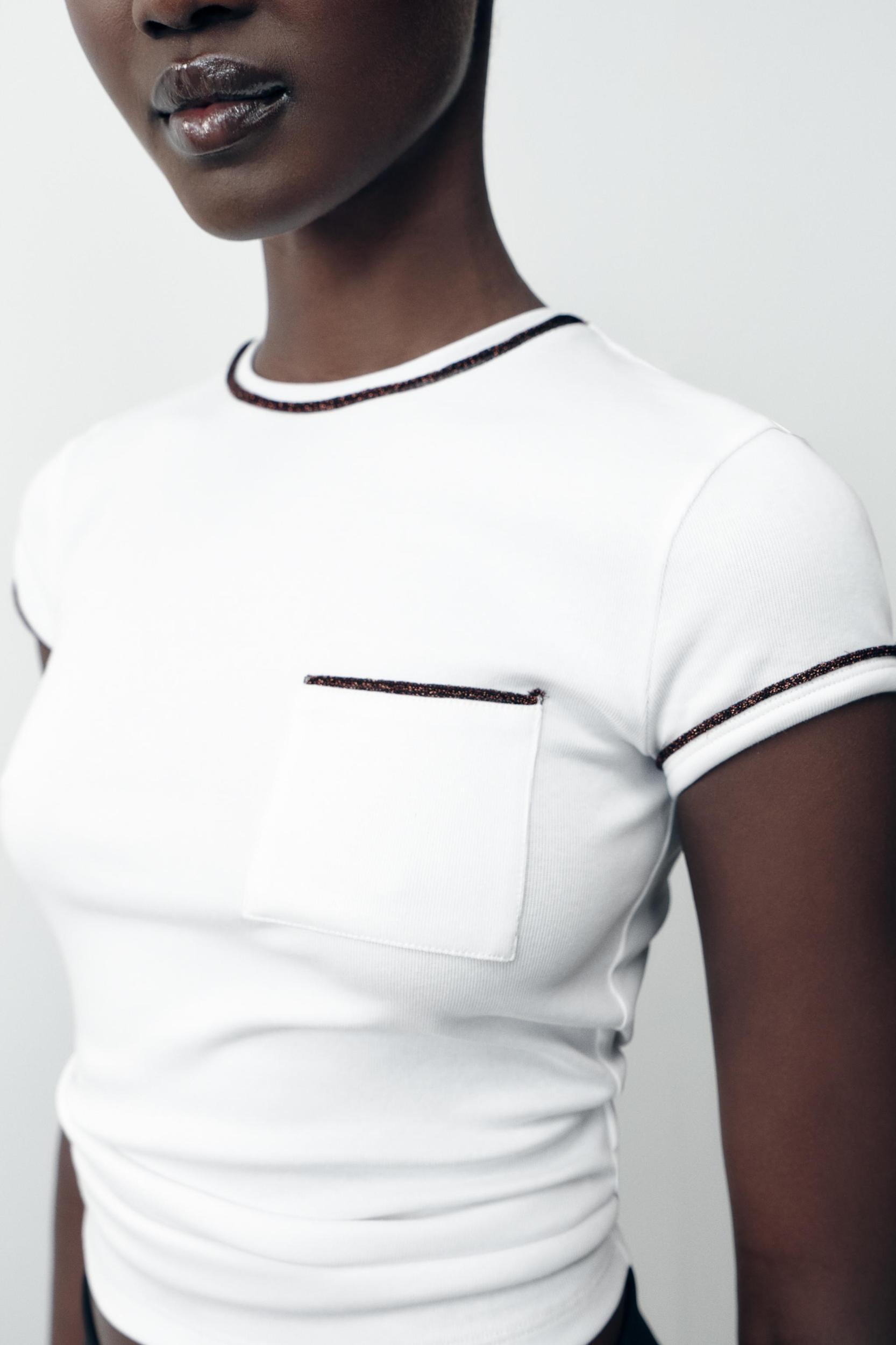 T-SHIRT WITH METALLIC THREAD TRIM Product Image