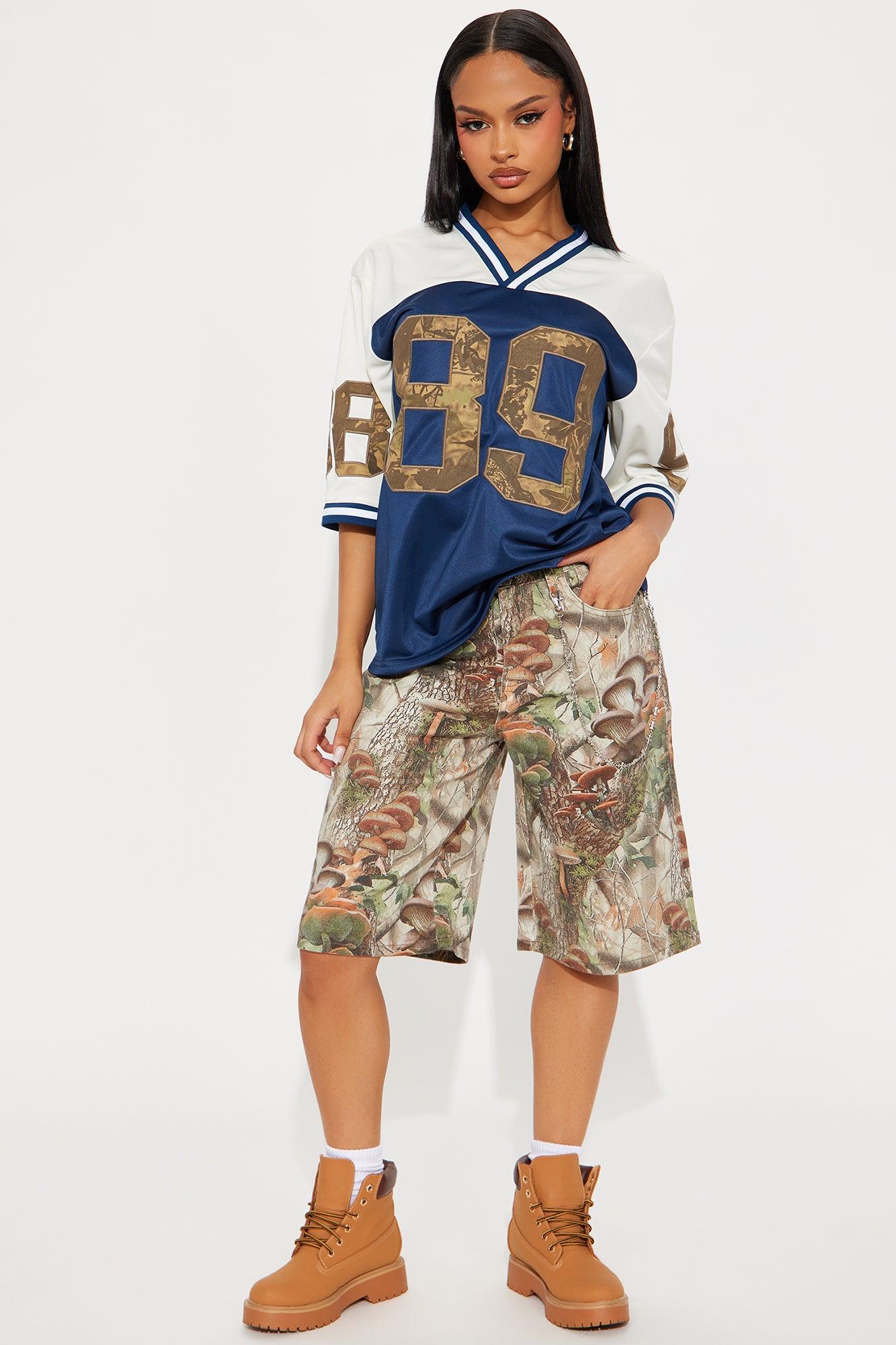 Weekend Trip Denim Jorts - Taupe/combo Product Image