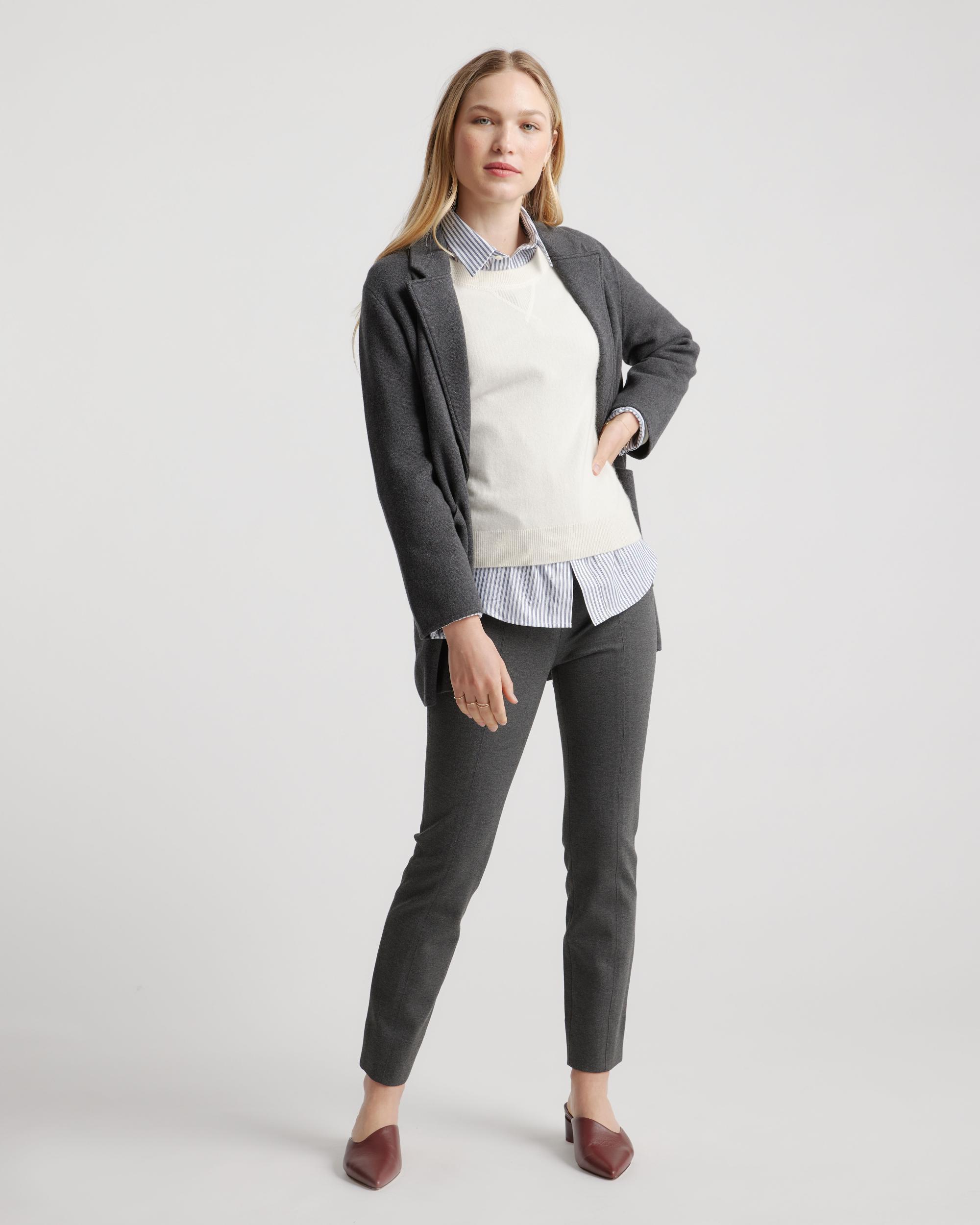 Quince | Women's Ultra-Stretch Ponte Pintuck Ankle Pants Size XL, Rayon Product Image