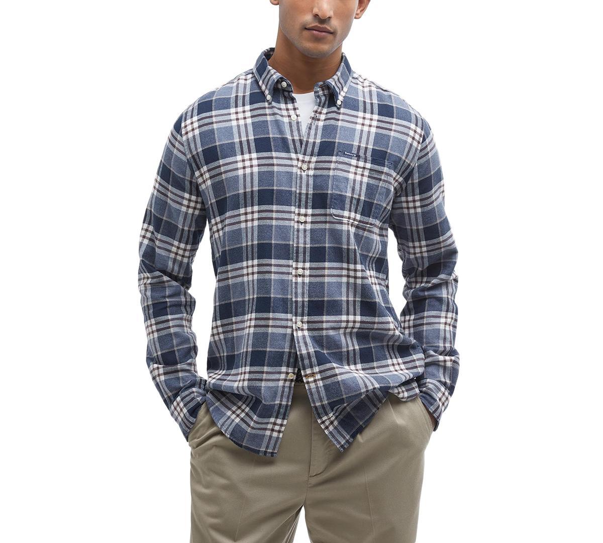 BARBOUR Fallbay Mens Tailored Fit Check Shirt In Navy Product Image