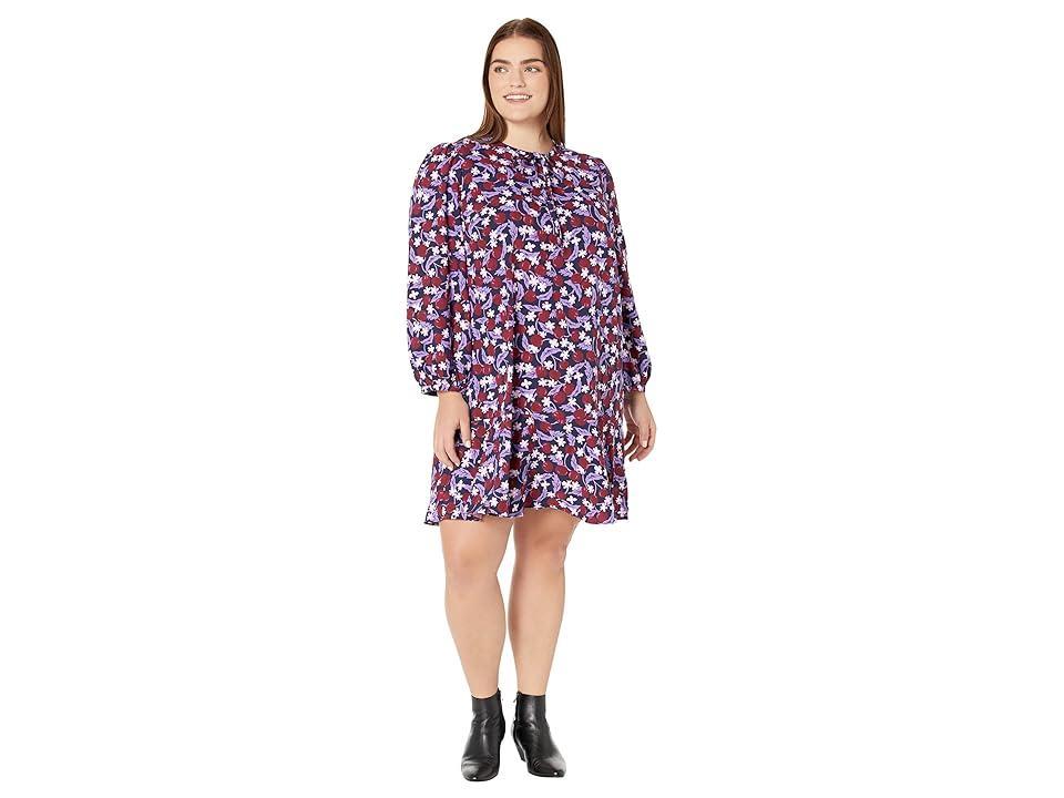 Draper James Rosanne Shift Dress in Plum Floral (Nassau Navy ) Women's Dress Product Image
