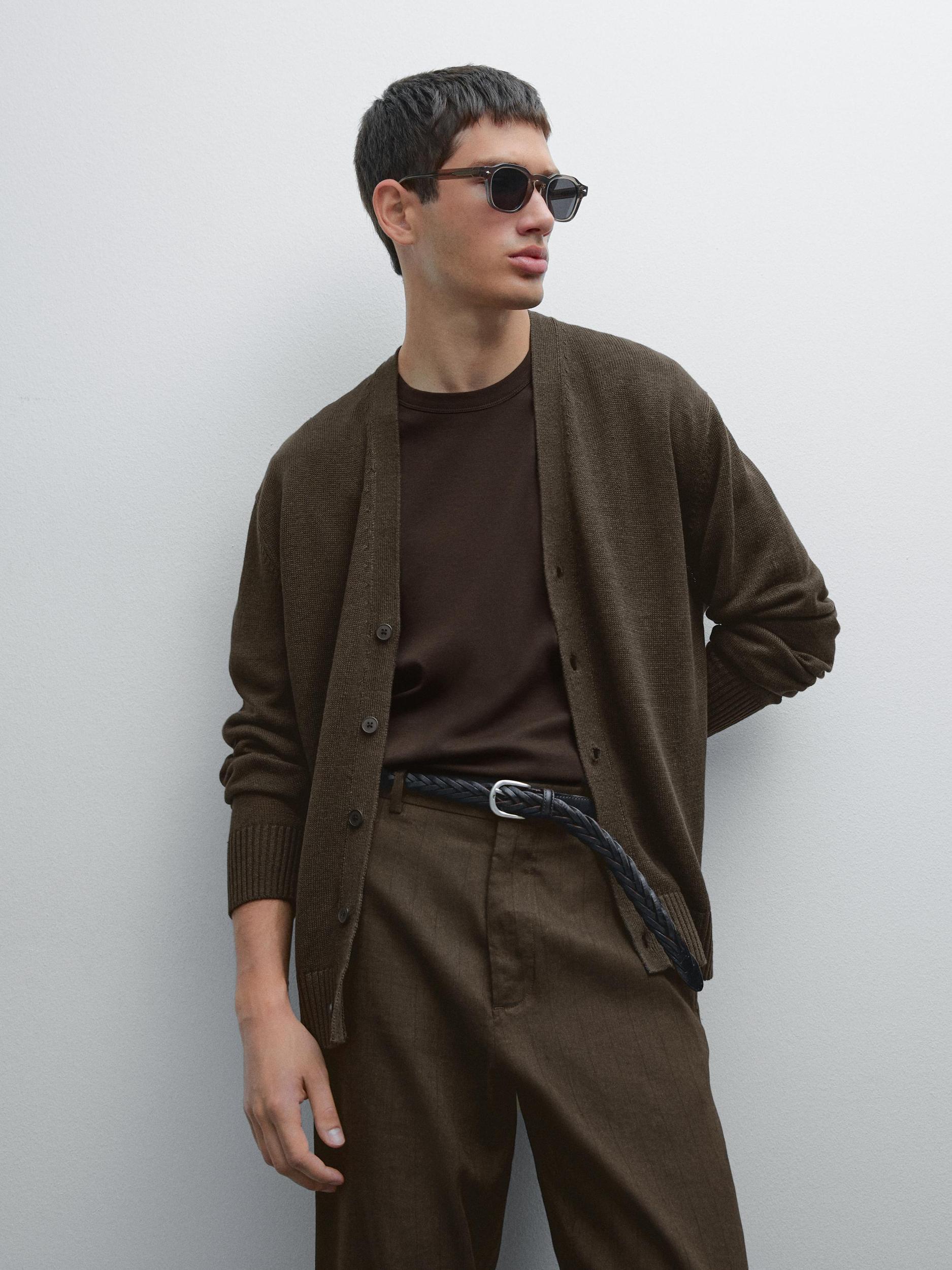 Linen blend knit cardigan Product Image