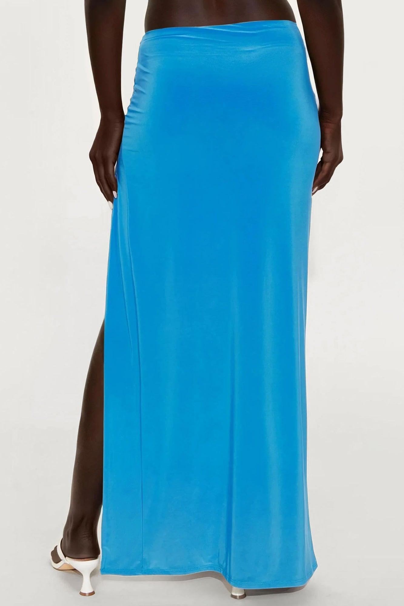 Beach Club Vibe High Slit Maxi Skirt - Teal Product Image