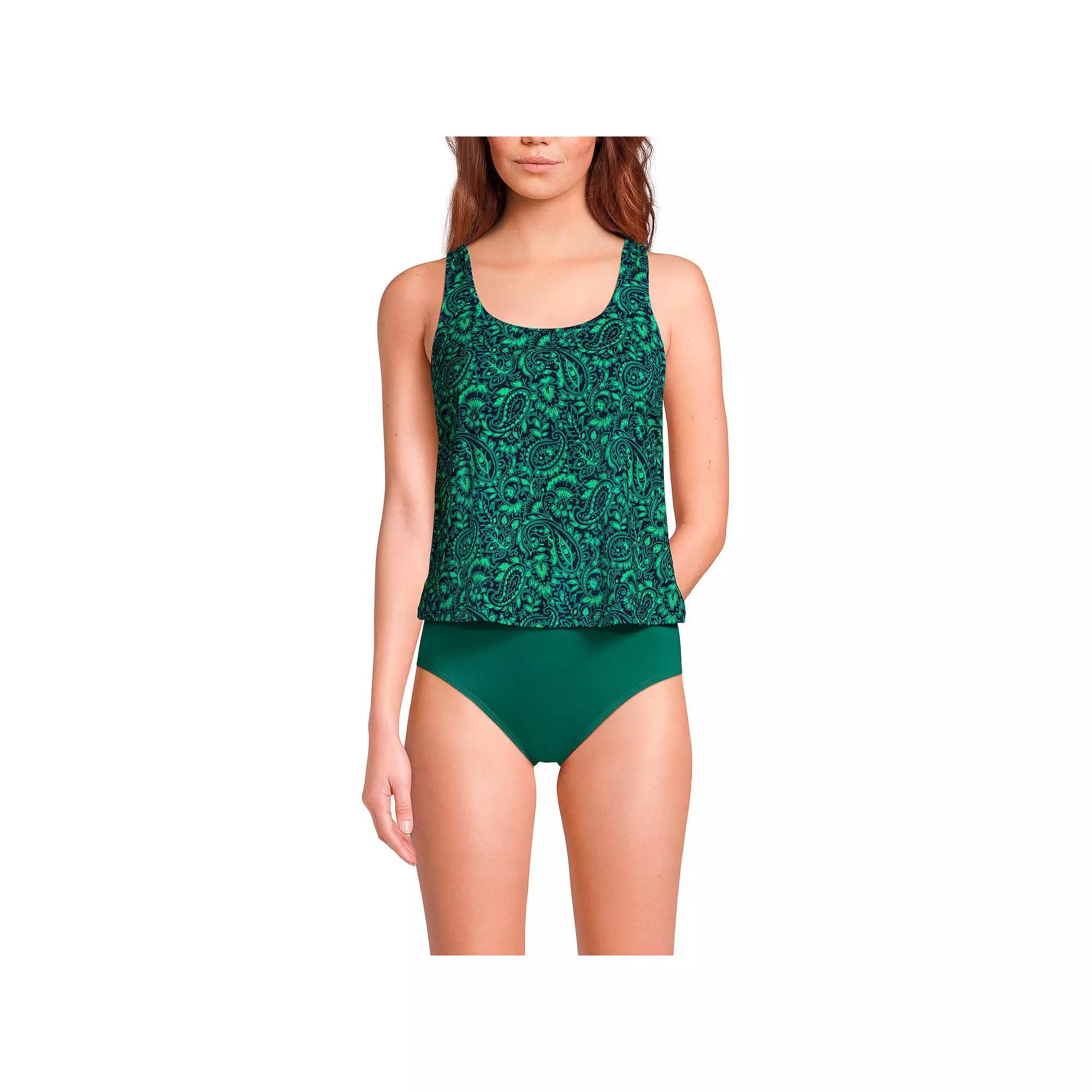 Womens Lands End Chlorine Resistant Scoop Neck One-Piece Fauxkini Swimsuit Product Image