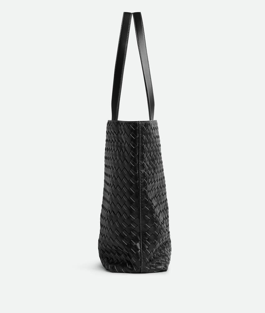 Men's Small Intrecciato North-South Tote in Black / Natural Product Image