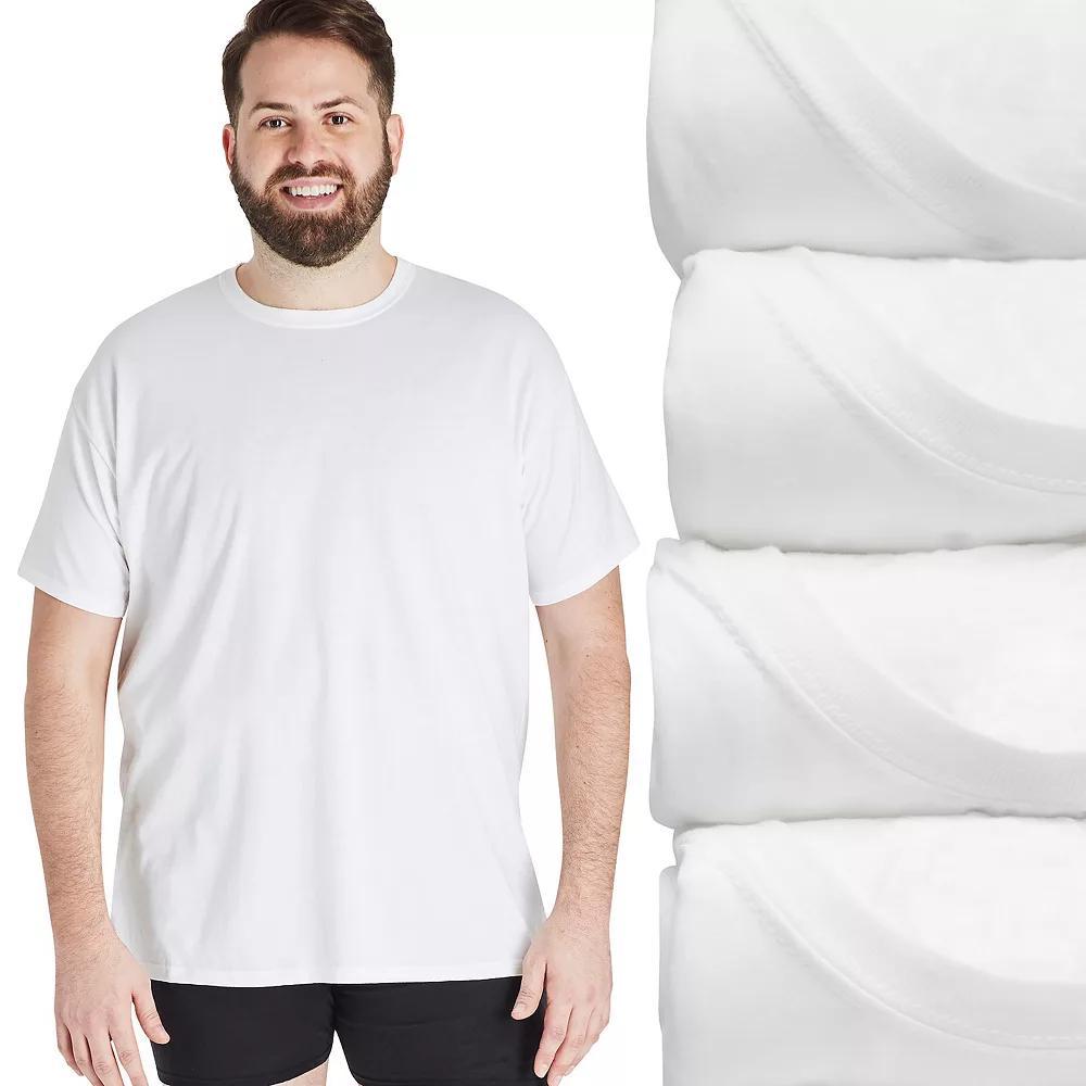 Big & Tall Hanes Ultimate 4-Pack Big Men's ComfortSoft White Crewneck Undershirt, Size: 2XB Product Image