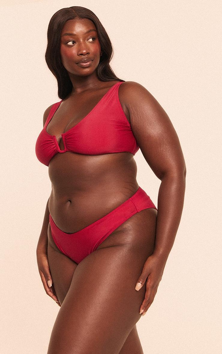 Plus Burgundy Plunge U Bar Bikini Top Product Image