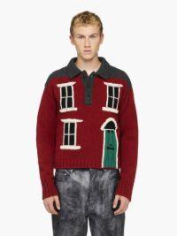 HOUSE' INTARSIA POLO SWEATER in red | JW Anderson US  Product Image