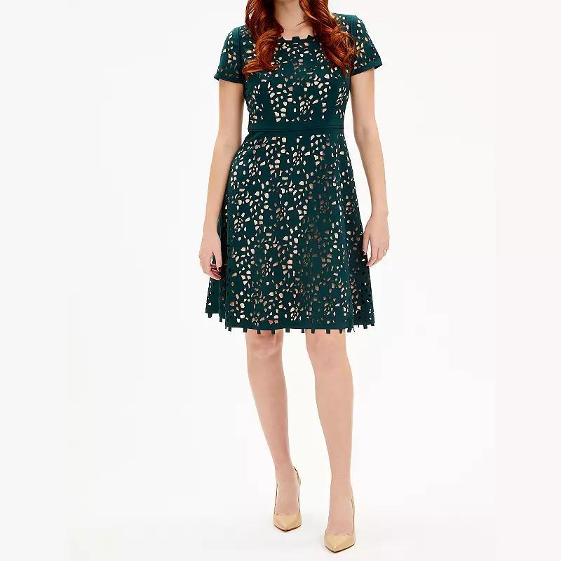 Women's Focus By Shani Cutout Fit & Flare Dress, Size: 2, Green Beige Product Image