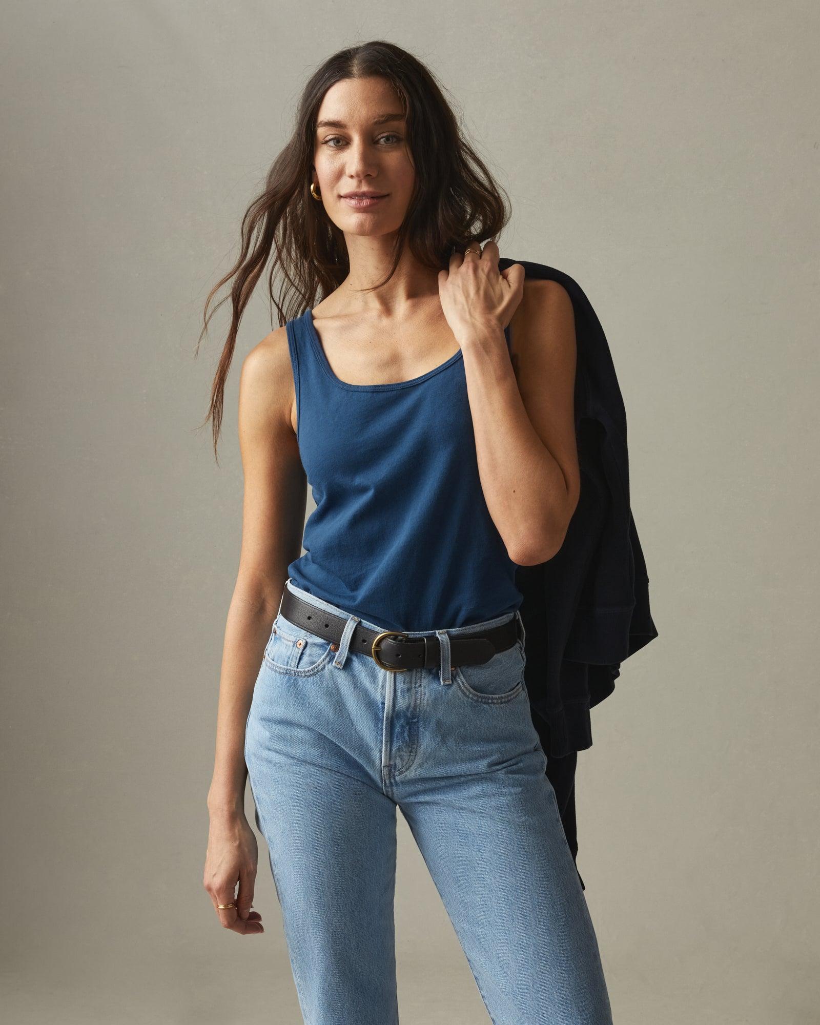 Women's Classic Cotton Scoop Tank - Blue Storm Female Product Image