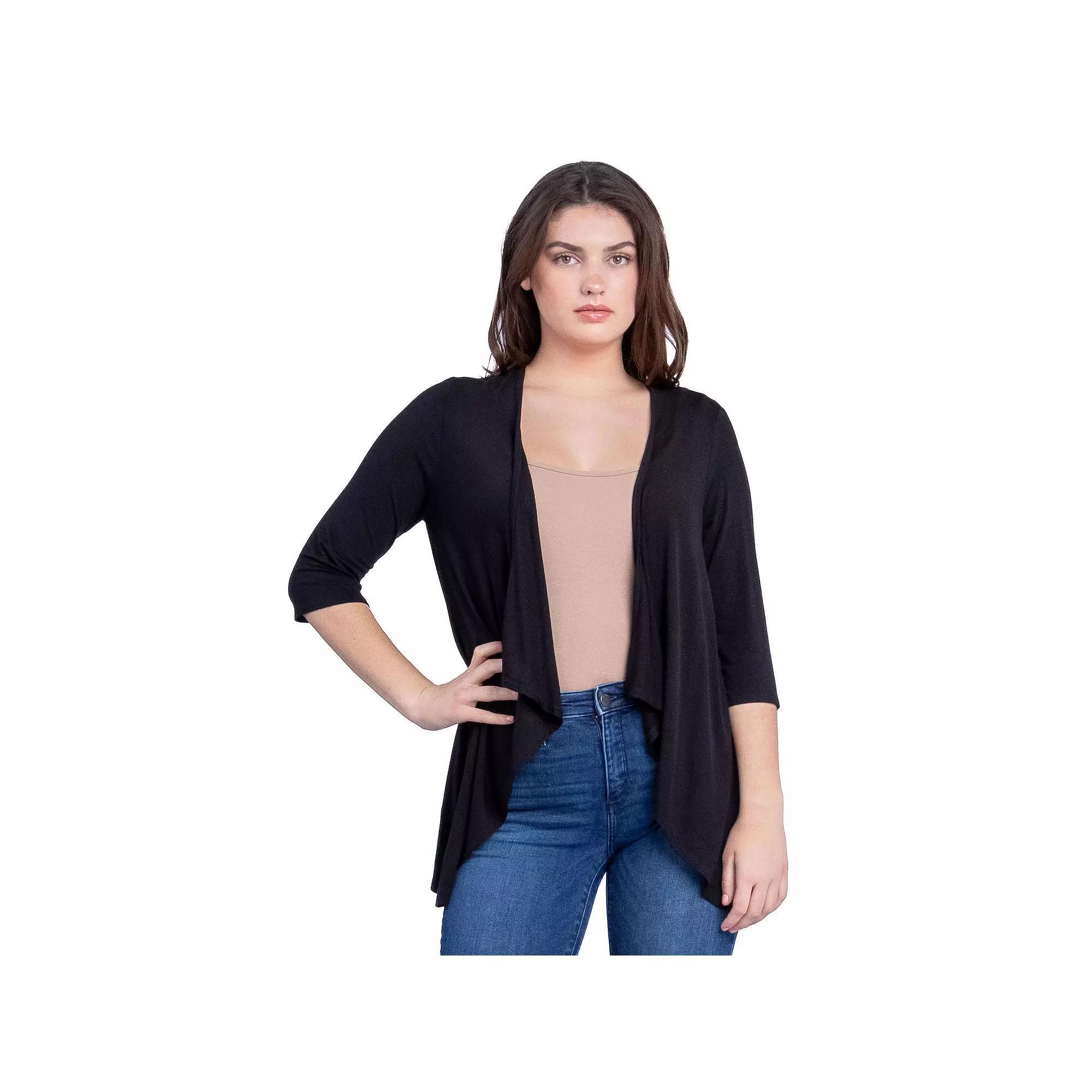 Womens 24Seven Comfort Apparel Elbow Length Sleeve Open Cardigan Red Product Image