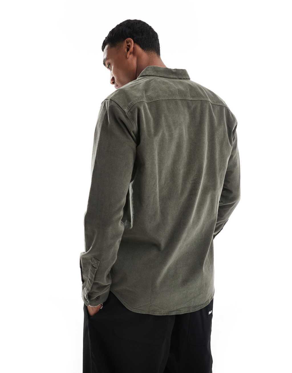ONLY & SONS cord shirt in charcoal Product Image