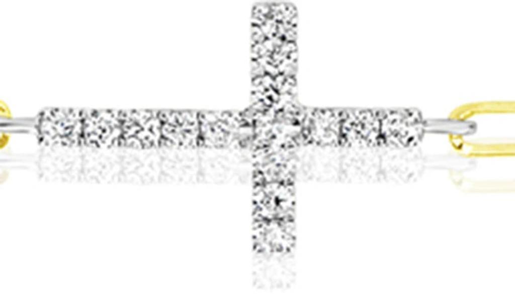 MEIRA T Diamond Cross Bracelet In Yellow Product Image