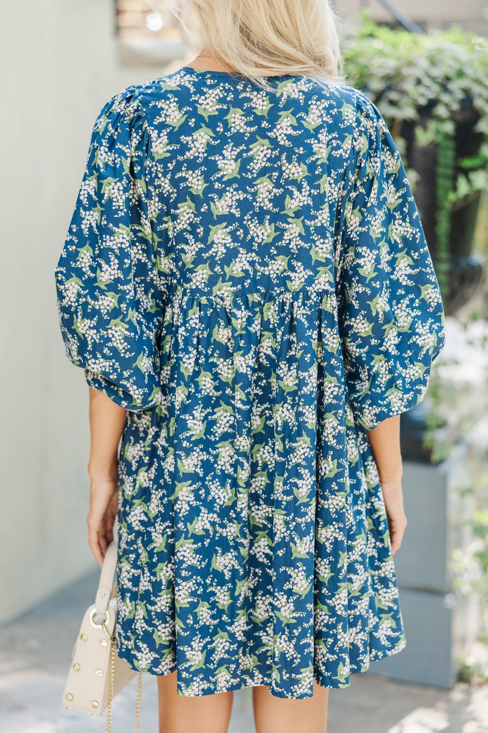 It's All True Navy Blue Floral Dress Female Product Image