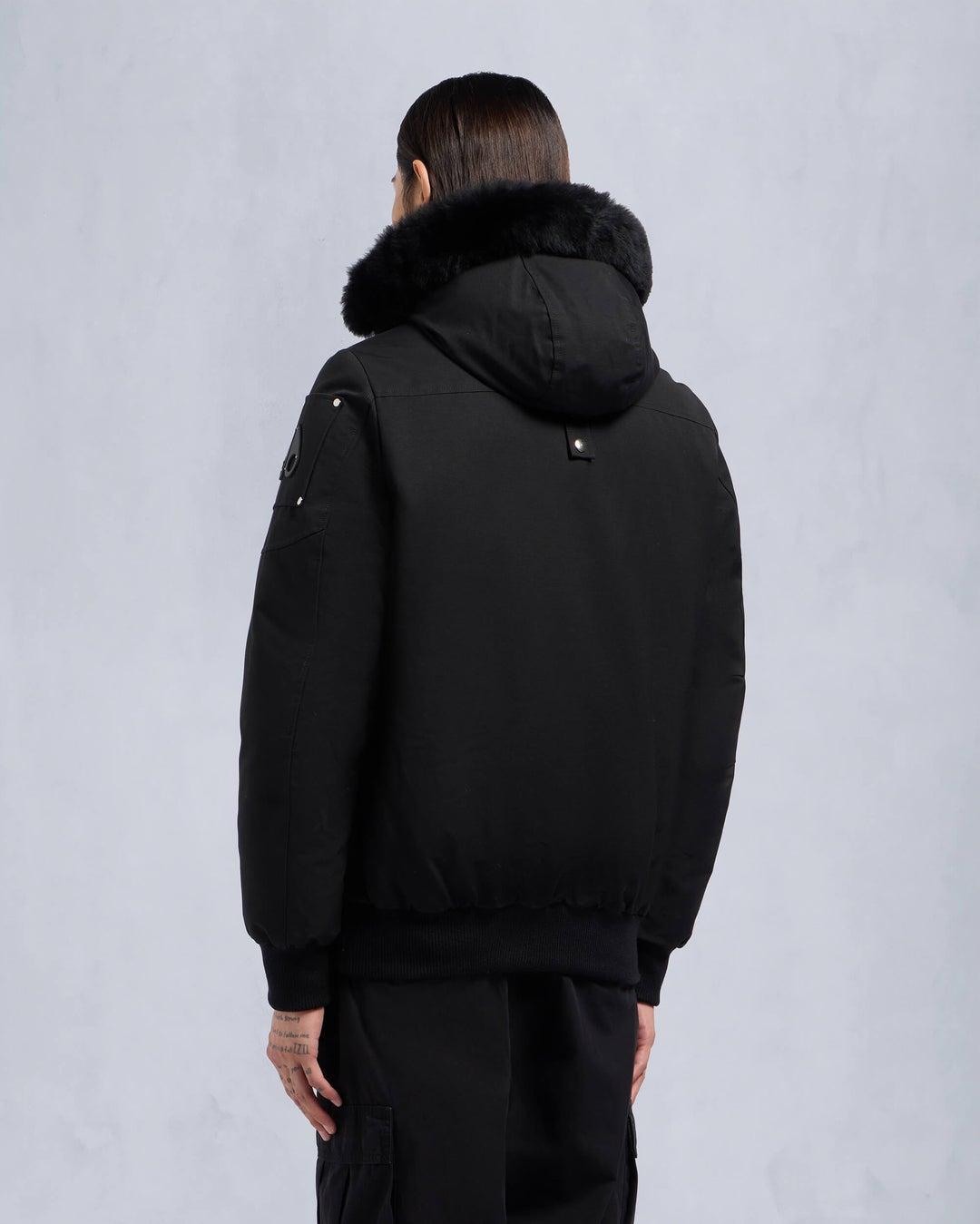 Moose knuckles Mens Original Ballistic Bomber in Black with Black Shearling Product Image