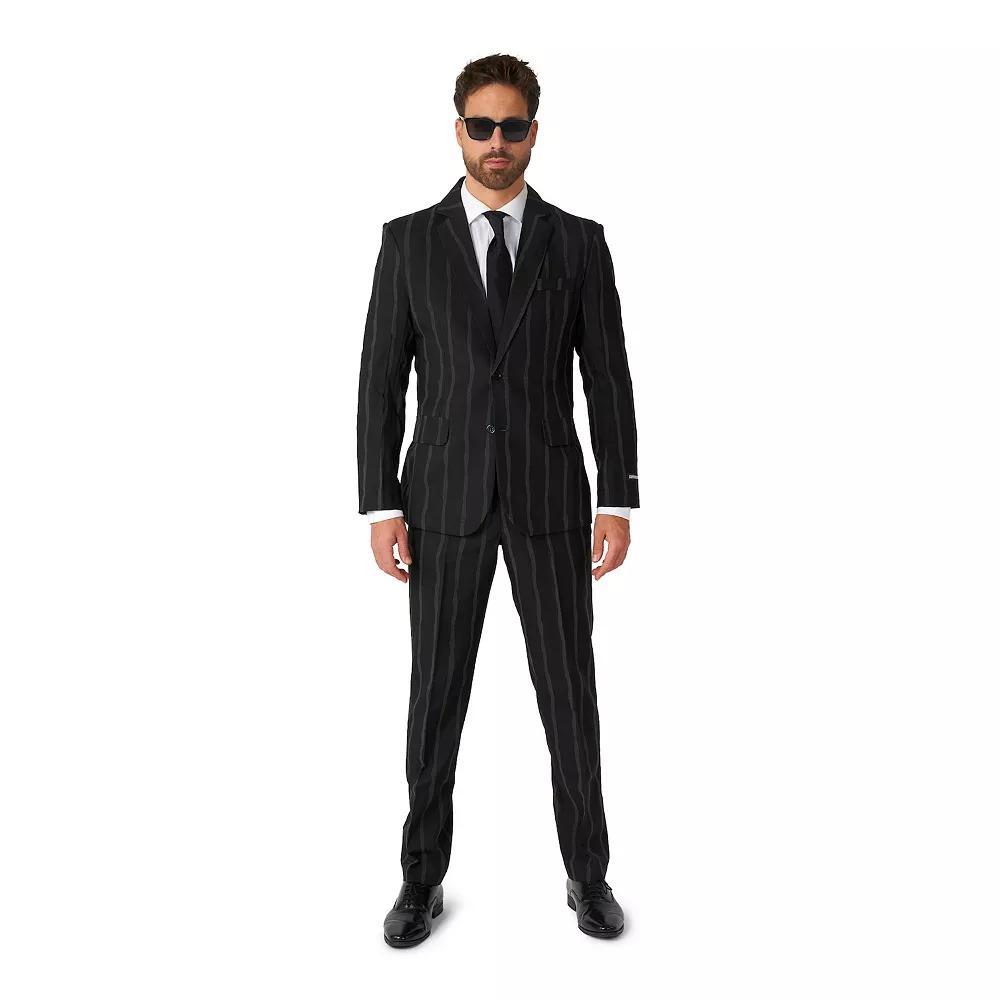 Men's Suitmeister Oversized Glow-in-the-Dark Pinstripe Party Suit, Size: XL, Black Product Image