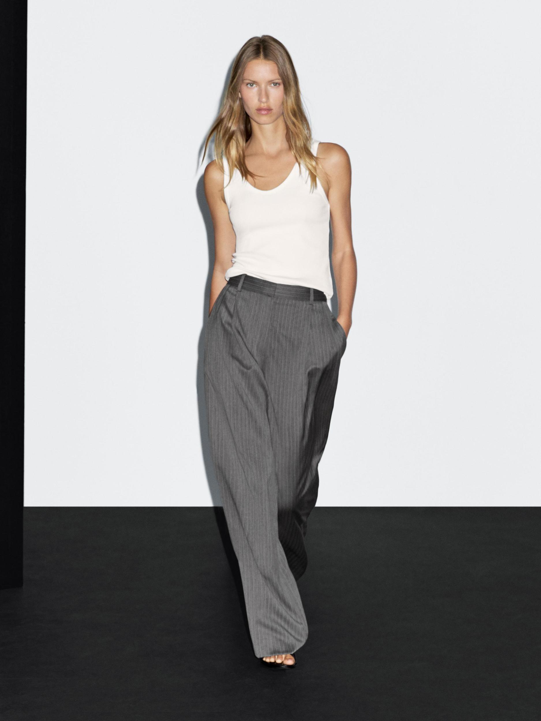 100% wool pinstripe trousers Product Image