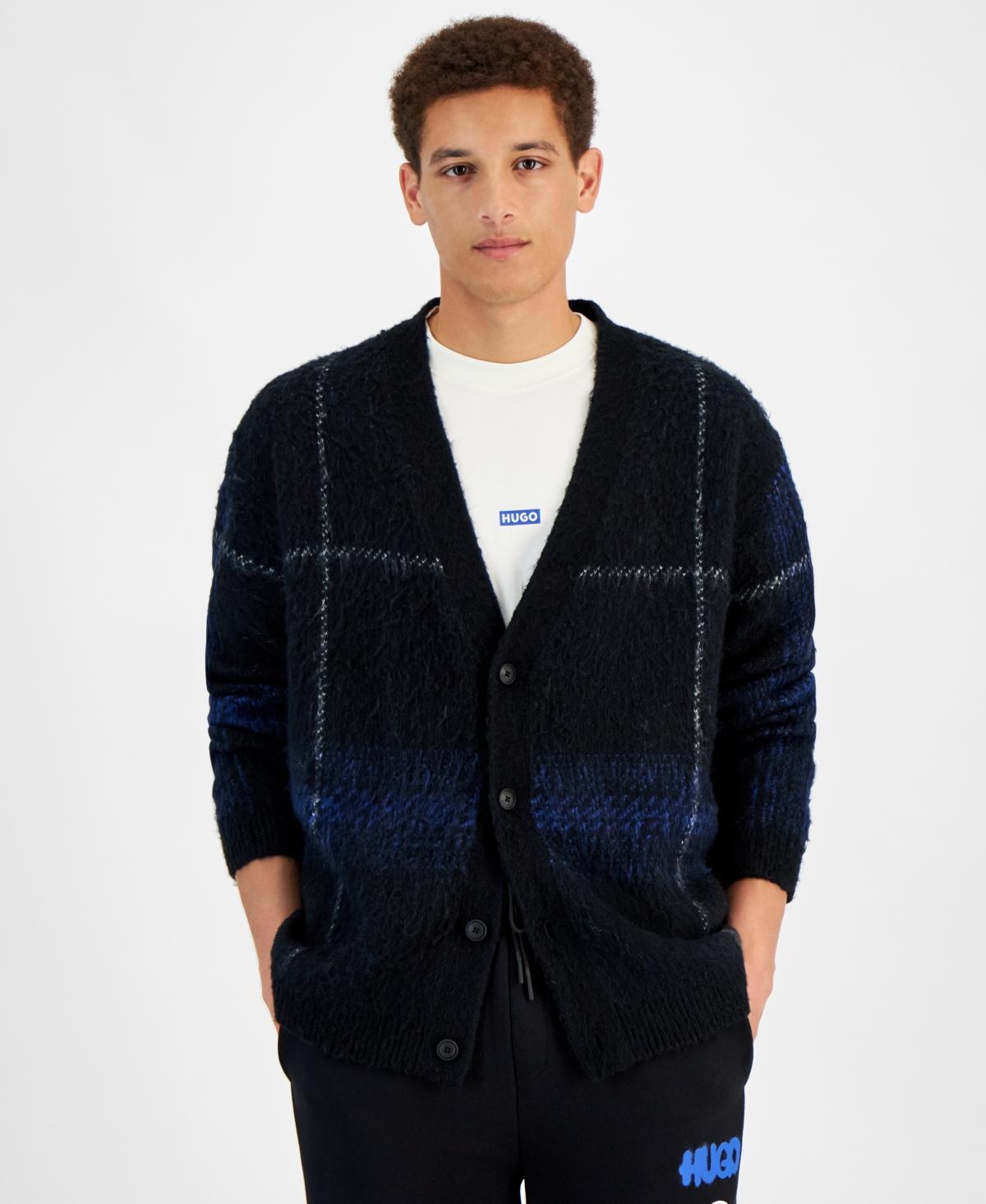 HUGO BOSS Men's Soena Plaid Cardigan In Black Product Image