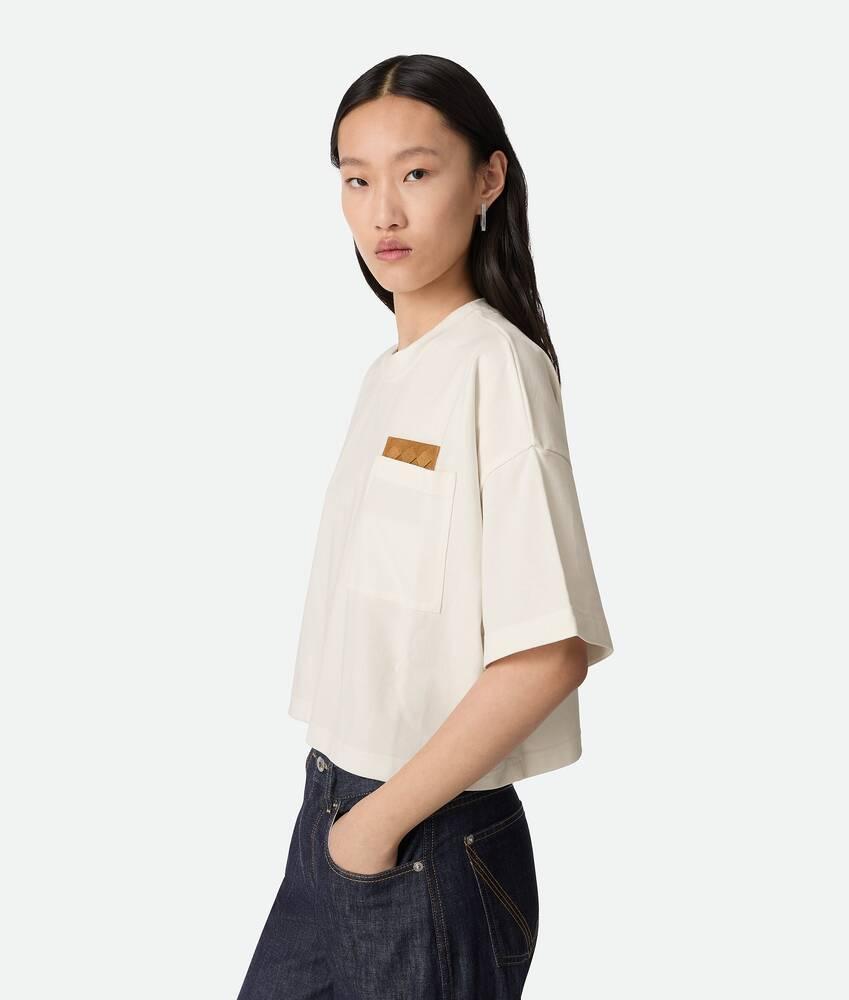 Women's Cotton Jersey Cropped T-Shirt in Chalk Product Image