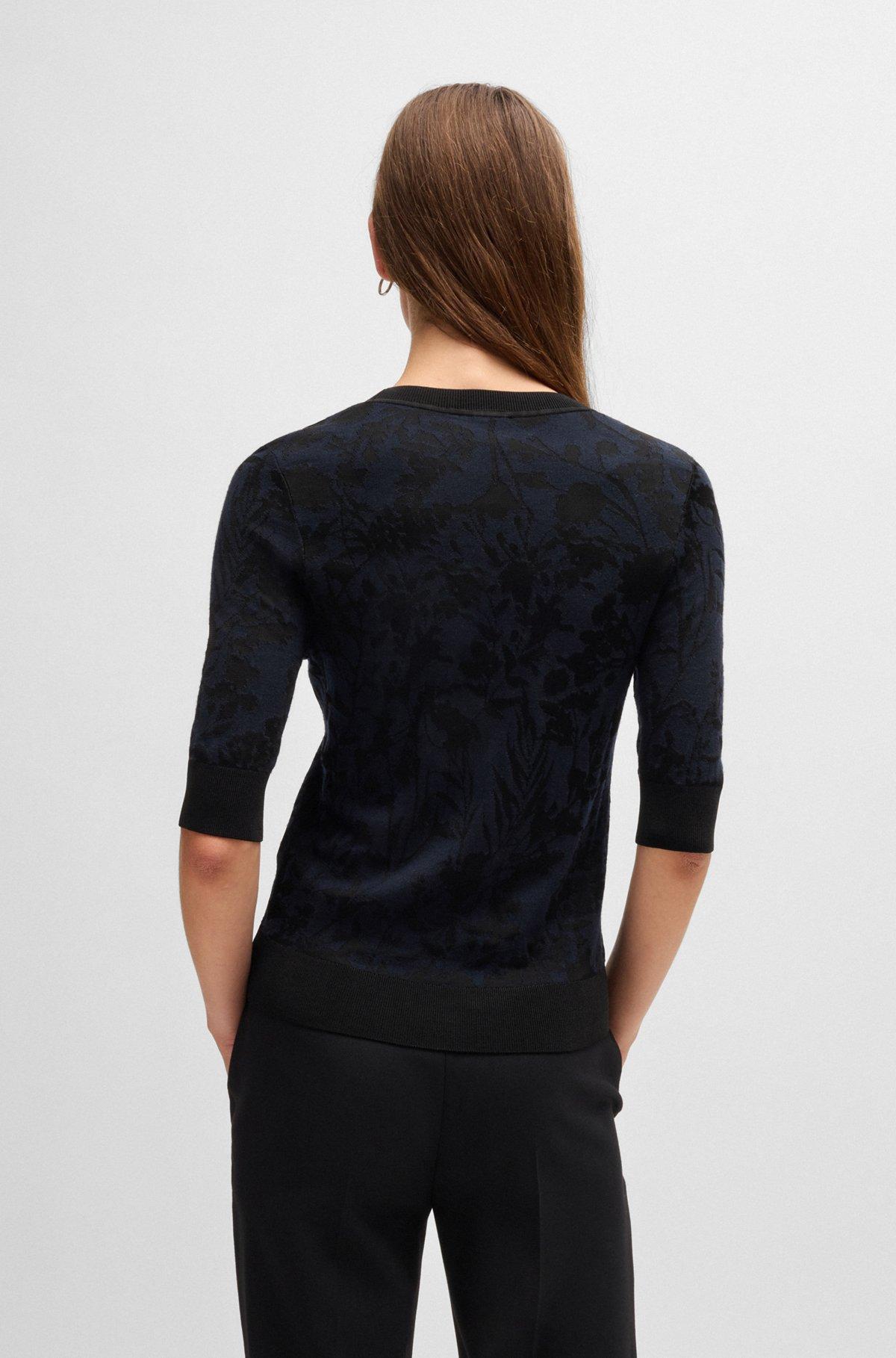 Merino wool sweater with jacquard pattern Product Image