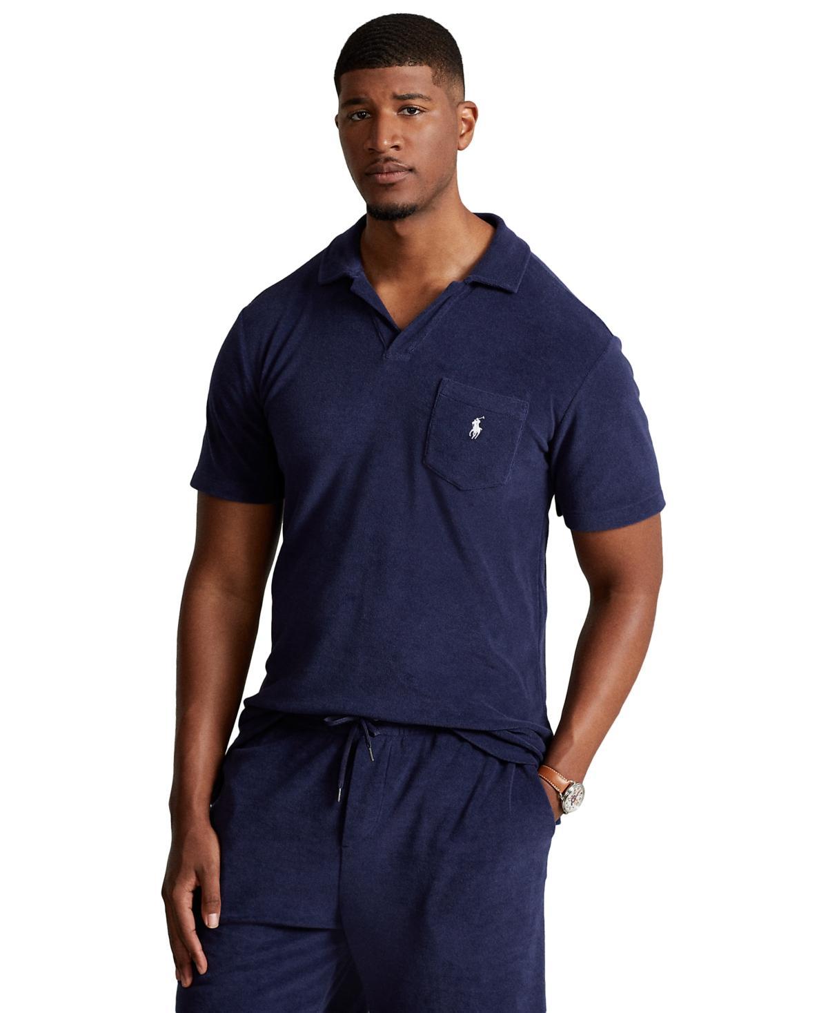 POLO RALPH LAUREN Men's Big & Tall Terry Polo Shirt In Newport Navy Product Image