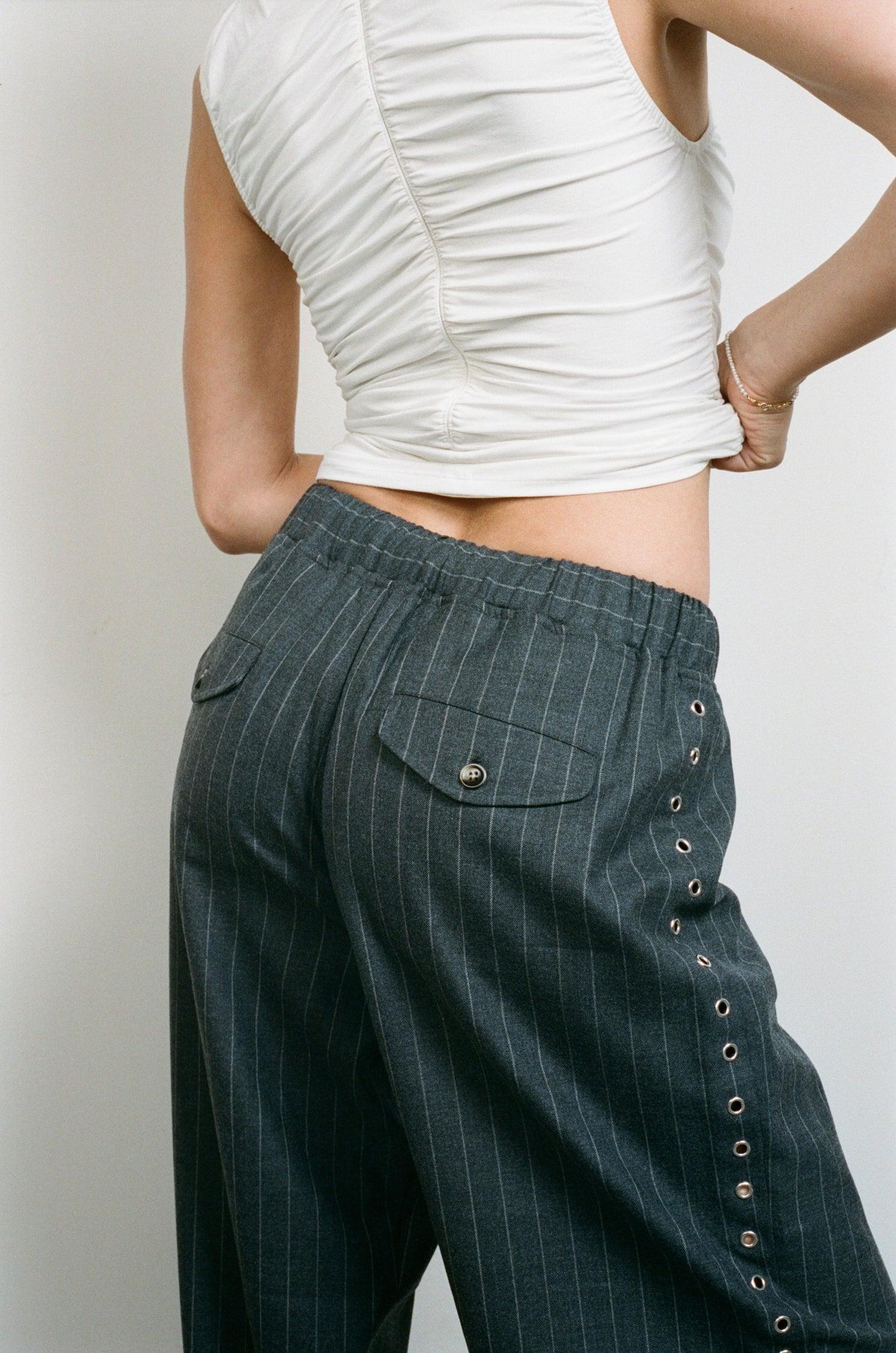 NAYA TROUSER - PINSTRIPE WOOL Product Image