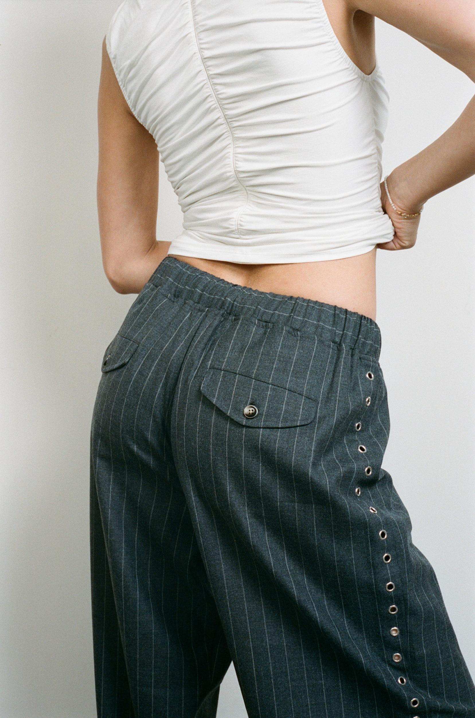 NAYA TROUSER - PINSTRIPE WOOL Product Image