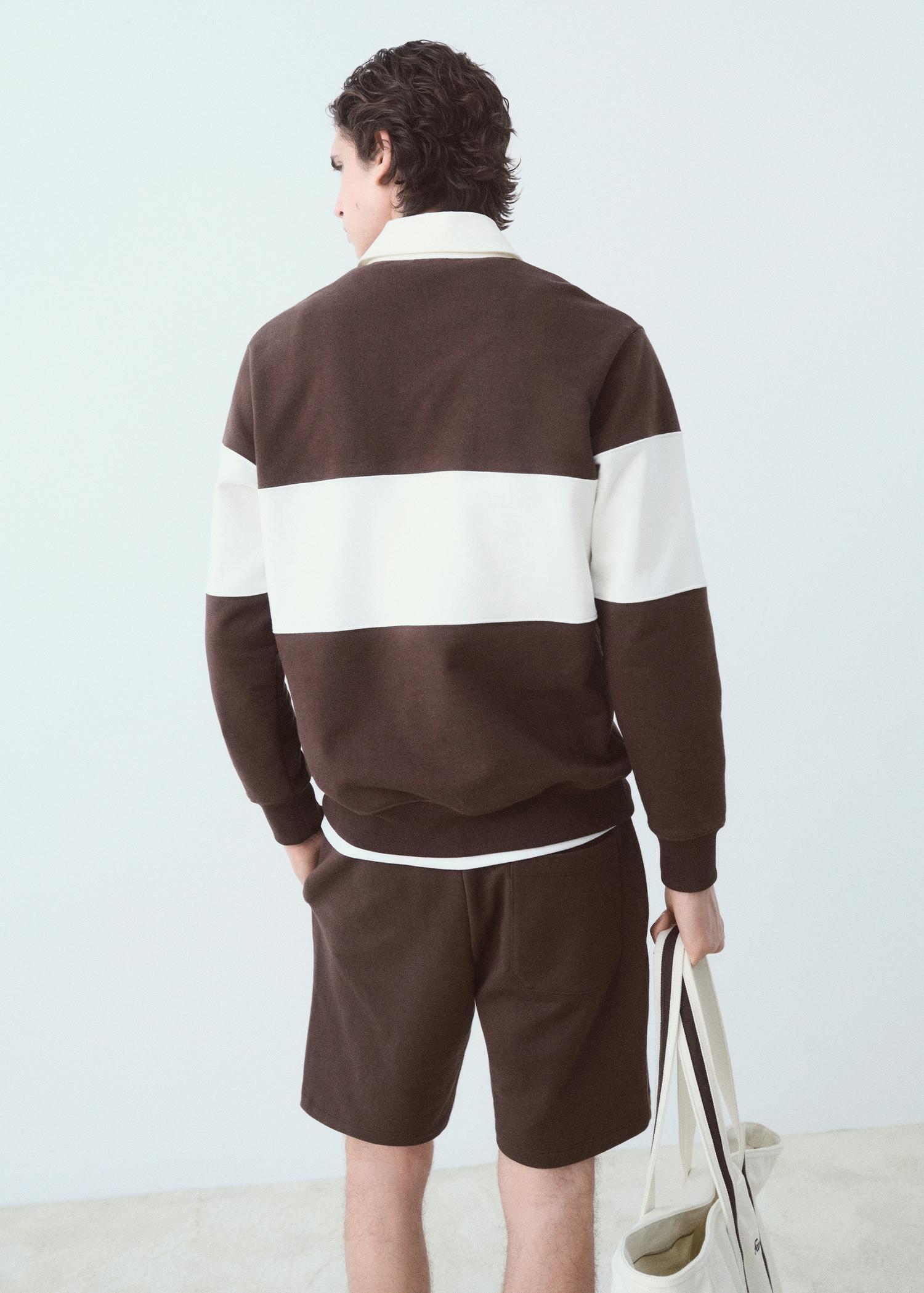 Striped polo sweatshirt - Men | MANGO USA Product Image