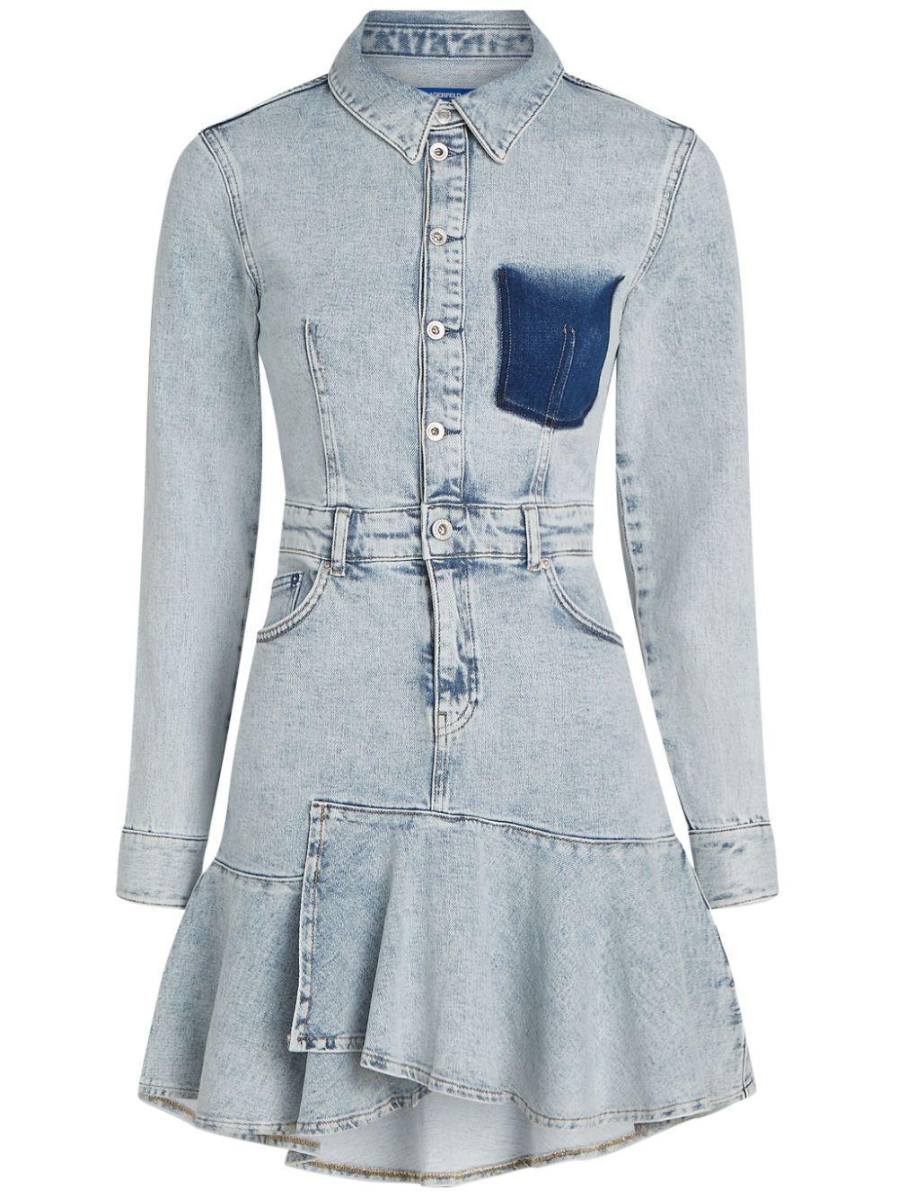 ruffle-hem denim minidress Product Image