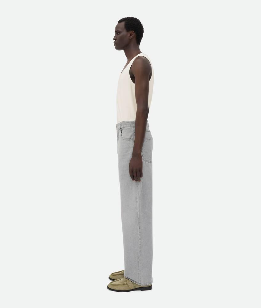 Men's Light Grey Washed Wide Leg Denim in Light grey Product Image