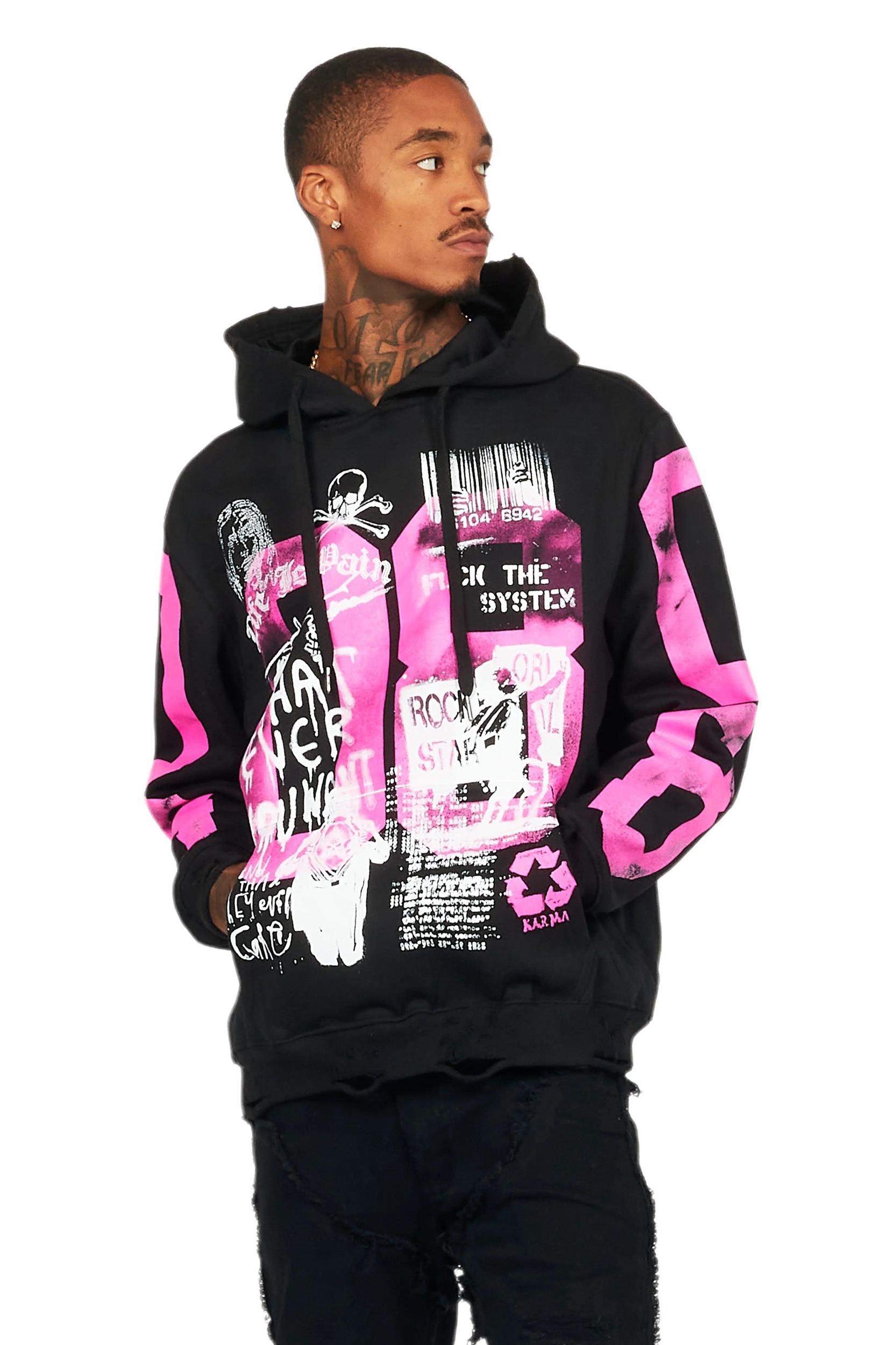 Grill Black/Pink Graphic Hoodie Male Product Image