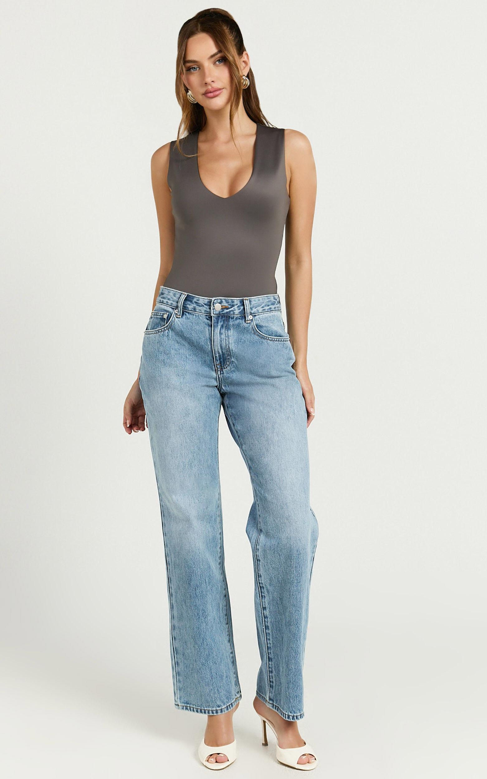 Charlotte Bodysuit - V Neck Bodysuit in Charcoal Product Image