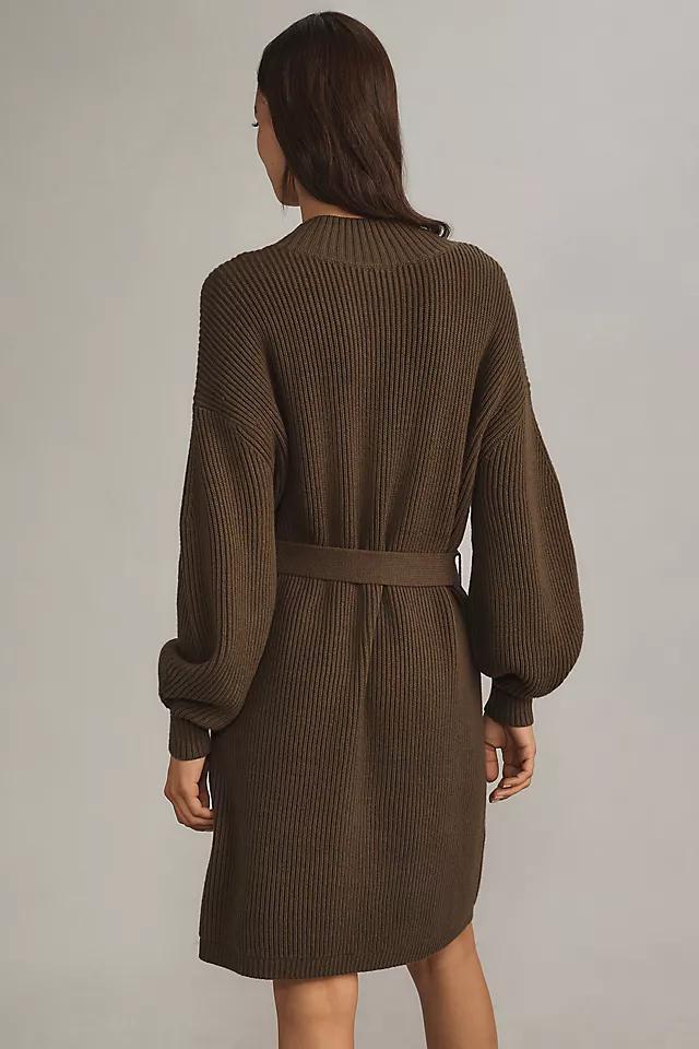 Maeve Long-Sleeve Mock-Neck Tie-Waist Mini Dress Product Image
